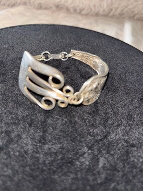 Sterling Silver Fork-Handle Statement Bracelet - Silver